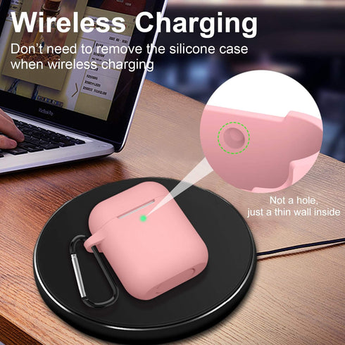 SATLITOG AirPods Case, Full Protective Silicone Cover for Apple AirPods 1&2 Wireless and Wired Charging Case, Pink...