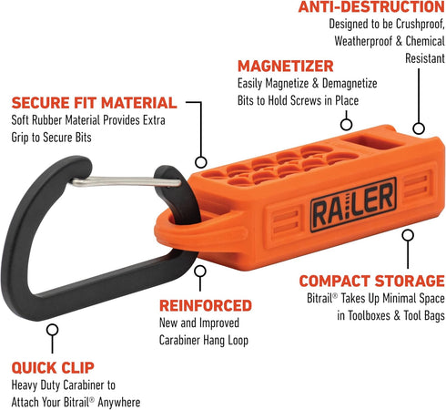 Screwdriver Magnetizer Bit Holder Organizer – Railer 10-Hole Magnetizer/Demagnetizer Bit Organizer Holder with Carabiner...