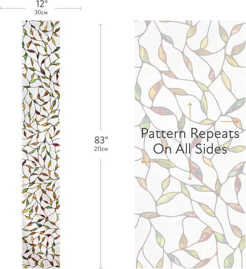 Artscape Cascade Sidelight | Window Privacy Film Stained Glass Pattern | Non-Adhesive & UV Protection | Easy to Apply & Removable | 12 x 83 inches...