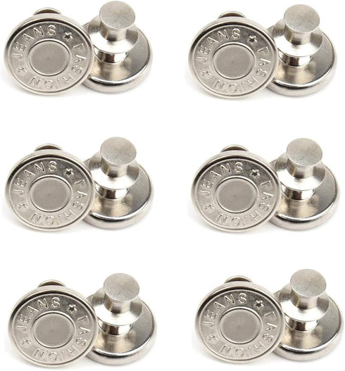 12 Sets 17mm Replacement Jean Buttons - Instant & Adjustable Detachable Metal Buttons for Pants, Jackets, Bags & More...
