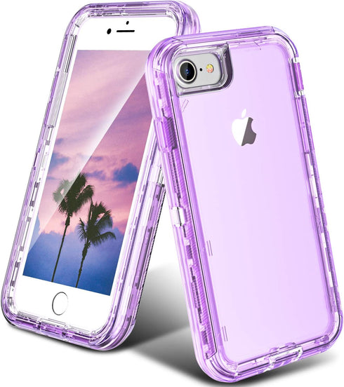 ORIbox iPhone 7/8/SE 2022 Compatible Case, Crystal Purple, Heavy Duty Shockproof Clear Case with Camera Protector...