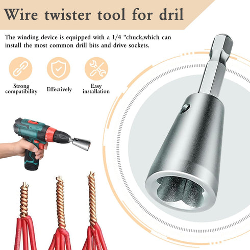 3PCS Wire Twister Tool for Drill, Wire Twisting Tool Wire Twister Wire Connector, 2024 New Wire Twister Tool for Drill Wire Nut Twister Wire Strip...