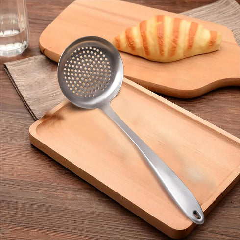 Kitchen Skimmer Slotted Spoon for Cooking, Metal Strainer 304 Stainless Steel Skimmer Spoon with Ergonomic Handle, Heavy Duty Large Scoop Strainer...