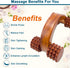 HATHKAAM Massage Roller, 5.5" Rosewood Handheld 4 Wheel Accupressure Unisex Massager for Full Body Pain Relief Cellulite, Trigger Point, Lymphatic...