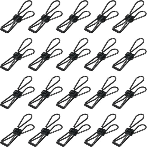 MECCANIXITY 50 Pieces Metal Wire Hollow Out Clips 32mm Cute Mini Binder Paper Clip Black for Clothes Bill Paper Office Supplies...