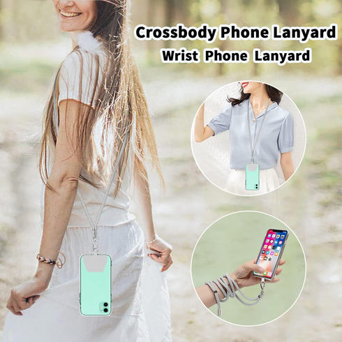 SS Phone Lanyard, Adjustable Detachable Neck Strap with Phone Patch Suitable for Any Cell Phone Smartphones - Grey...