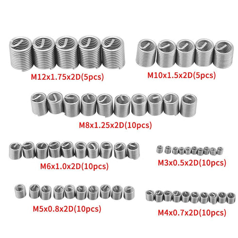 60 Pcs Wire Thread Inserts kit, M3 M4 M5 M6 M8 M10 Stainless Steel Wire Screw Sleeve Thread Repair Kit for Helical Repair, Eliminate Screw Hole De...