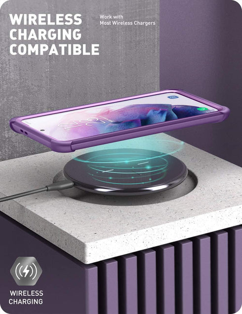 i-Blason Ares Series Case Designed for Galaxy S21 5G (2021 Release), Rugged Clear Bumper Case Without Built-in Screen Protector (Purple)...