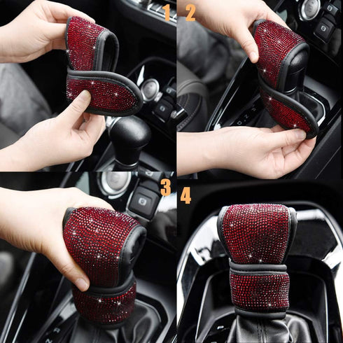 Valleycomfy Soft Velvet Seat Belt Shoulder Pads with Bling Rhinestones Car Bling Seat Belt Covers for Women, Crystal Handbrake Cover, Bling Ring S...