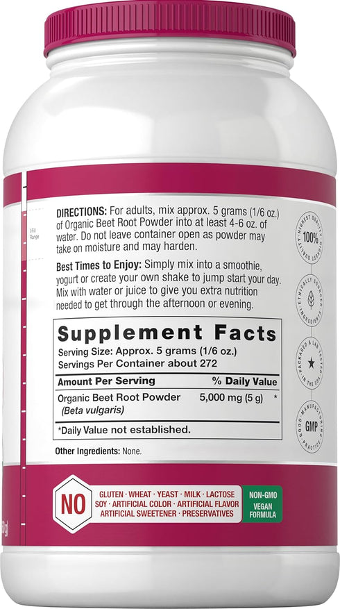 Horbaeach Organic Beet Root Powder | 3lb Bulk Supplement | Raw Superfood | Vegan, Non-GMO, and Gluten Free Formula...
