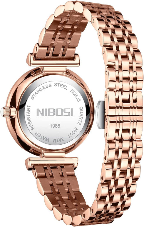 NIBOSI Women's Watch Analog Quartz Rose Gold Diamond Wrist Watch for Ladies Stylish Stainless Steel Gold Dress Watch Girl Gift...