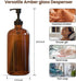 16 OZ Thick Amber Glass Soap Dispenser with Plastic Pump 2 Pack, Hand and Dish Soap Dispenser Set for Bathroom with 6 Waterproof Labels...