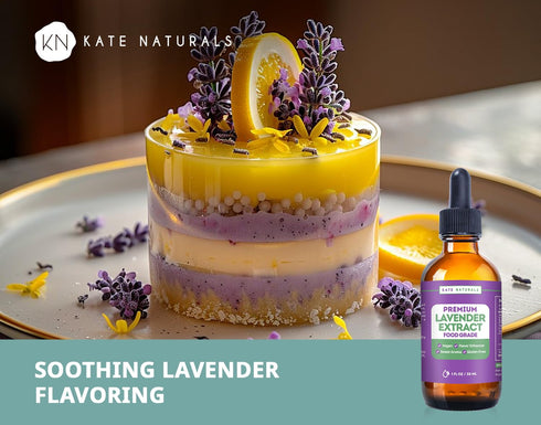 Kate Naturals Premium Lavender Extract for Baking, Drinks & Coffee. Food Grade Lavender Oil, Culinary Lavender Extract for Cooking (1oz, Sugar Fre...