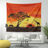 Animal Tapestry Small, Handpainted Safari African Graffe Elephant Tree Silhouette Tapestries Fabric Wall Hanging Decor for Bedroom Living Room Wal...