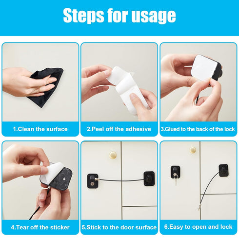 Hotop 4 Pack Fridge Cabinet Locks for Kids with Keys Self Adhesive Child & Baby Toddlers Proofing Mini Safety Locks for Refrigerator Deep Freezer ...