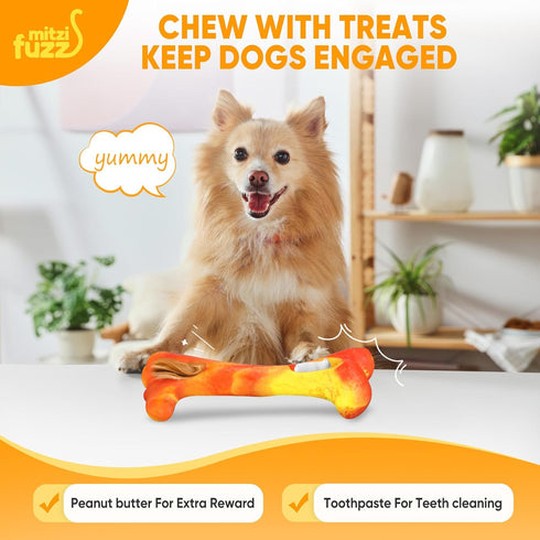 Mitzifuzz Tough Dog Toys for Aggressive Chewers, Interactive Dog Toys to Keep Them Busy, Dog Chew Toys Long Lasting for Large/Medium/Small Dogs, B...