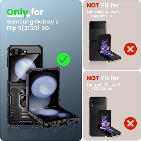 Caka for Z Flip 5 Case, Galaxy Z Flip 5 Case with Screen Protector & Hinge Protection & 360°Rotate Ring Stand, Full Body Protective Case for Samsu...