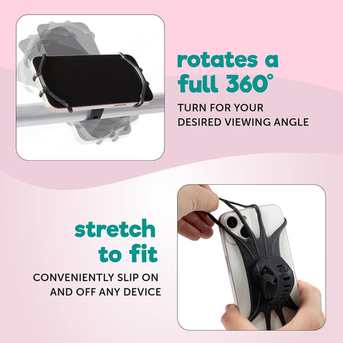 Hoovy Stroller Phone Mount | Silicone Stroller Phone Holder | Cell Phone Holder for Strollers, Shopping Carts, or Handlebars | Phone Holder Mount ...