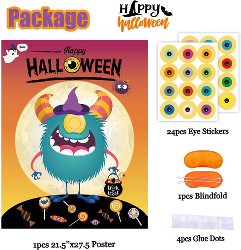 Funnlot Halloween Party Games for Kids Halloween Game Pin The Eye on The Monster Game Activities Hallowee n Pin The Tail Games...