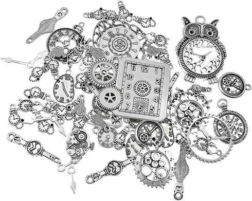 Clocks and Watches Dial Face Movement Charm Alloy Multistyle Steampunk Pendant Charm Connector for DIY Jewelry Making Accessaries(100 grams)...