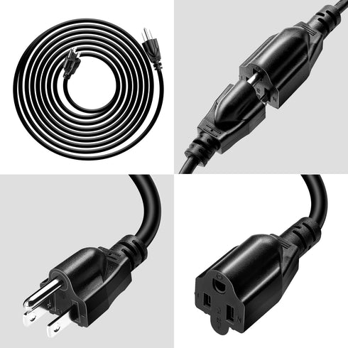 Short Power Extension Cord,16AWG/13A,Outlet Saver, 3 Prong Male Plug to Female Socket Heavy Duty Power Extension Cable (6FT/1.8M)...