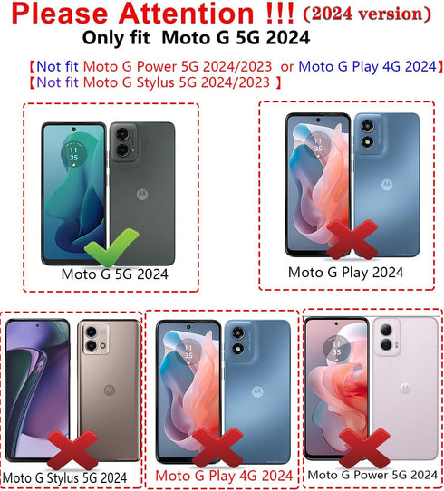 SunStory for Motorola Moto G 5G 2024 Case with HD Screen Protector & Slide Camera Cover & Kickstand, Motorola Moto G 5G 2024 Phone [Military-Grade...