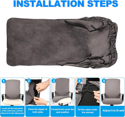 Stretch Office Chair Cover, Soft Comfortable Computer Chair Covers with Durable Zippers, Universal Boss Chair Cover, Elastic Washable Office Chair...