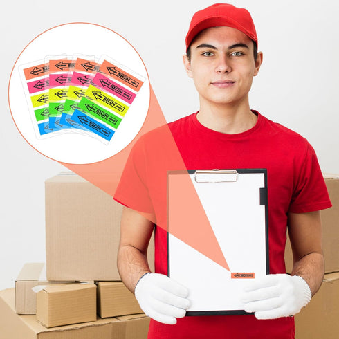 1000 PCS/10 Pack Sign Here Tabs, Please Sign Here Stickers Sign Here Message Flags 5 Colors with Arrow Flags Sticky Notes Easy to Post for Office ...