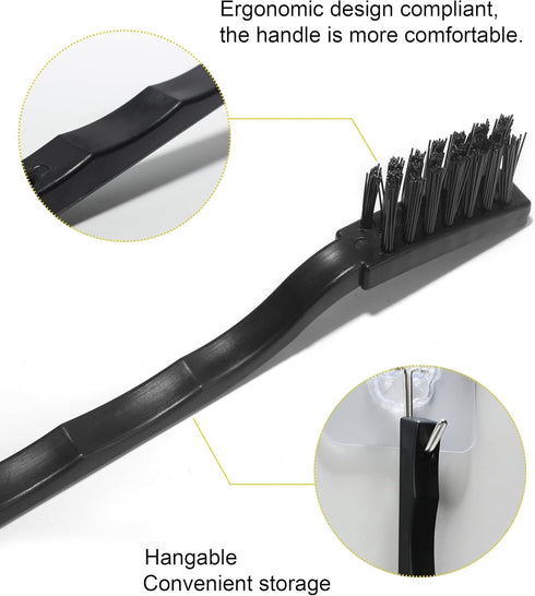 3 x 0.5cm Three Row Plastic Handle Anti Static Brushes Black 5 Pcs...