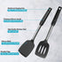 2 Pack Spatulas, Solid & Slotted Silicone Spatula Set, Stainless Steel Handle Coated with Silicone, Non Stick Turners, Heat Resistant Rubber Spatu...