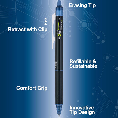 PILOT, FriXion Synergy Clicker Erasable, Refillable, Retractable Gel Ink Pens, Extra Fine Point 0.5 mm, Pack of 12, Navy Ink...