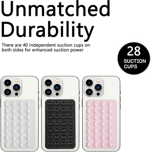 Silicone Double-Sided Suction Phone Case Detachable Mount - Hands-Free, Reusable, Easy to Clean, Strong Grip Holder for Selfies & Videos, - iPhone...