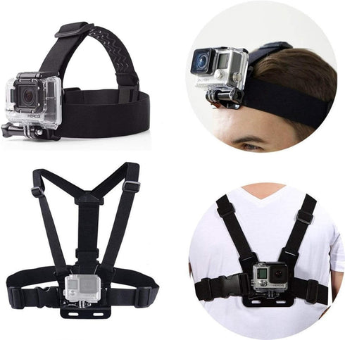 Chest Mount Harness Chesty Vest Head Mount Strap for Action Camera Compatible with GoPro Hero 11,10,9,8,Max,Go Pro Hero 7,6, 5,4, Session,3+,3,Her...