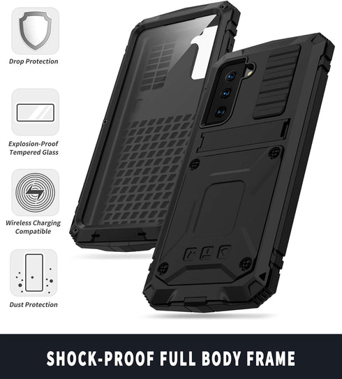 MIYI for Samsung Galaxy S21 Plus/S21+ 5G Case, Aluminum Metal Gorilla Glass Waterproof Shockproof Military Heavy Duty Sturdy Protector Cover Hard ...