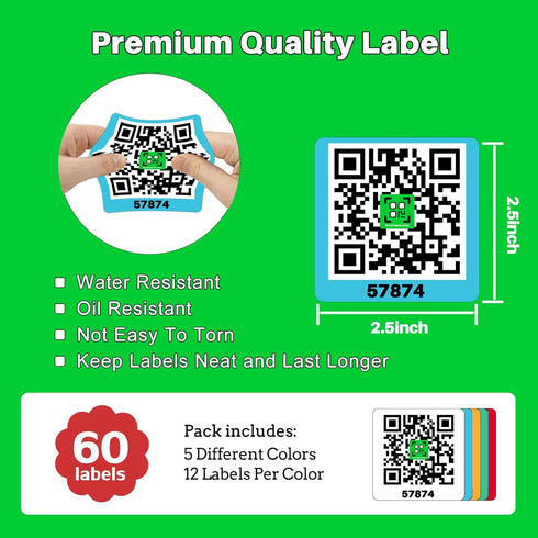 QR Code Labels for Storage Bins,Office Organization,Moving Containers,Inventory Organizer | Pack and Track on iOS,Android App| 60 Unique Coded Sti...
