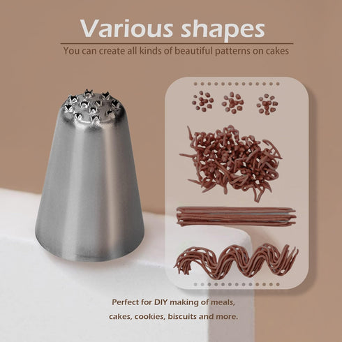 Skypia 3PCS Stainless Steel Grass Icing Nozzles Set Christmas Cupcake Mousse Cake Decorating Tips Piping Nozzles DIY Baking Tools (Multiple)...