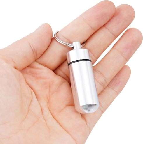 10 Pcs Portable Pill Case, Bantoye Waterproof Aluminum Pill Holders Storage Drug Container with Keychain for Outdoor Camping Traveling, Silver......