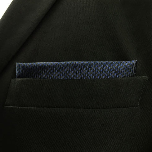 S&W SHLAX&WING Silk Ties for Men Neckties Pack Navy Dark Blue Solid Matching Pocket Square...