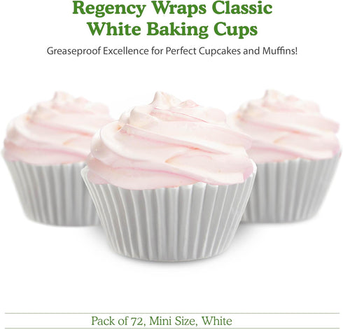 Regency Wraps Baking Cups, Greaseproof Cupcake Muffin Liners, Non-Stick for Easy Removal and Easy Serving of Baked Treats, Pack of 72, Mini Size, ...