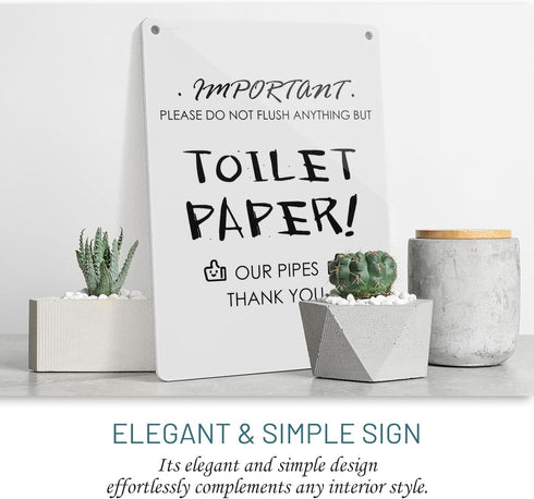 Airbnb Essentials For Hosts - 6"x8" Acrylic Do Not Flush Sign For Bathroom, Cute & Gentle Restroom Toilet Sign, Funny Bathroom Signs (Ready to Han...