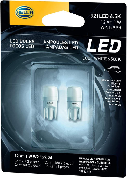 HELLA 921LED 6.5K LED Performance Bulbs, 12V, 1W 2 Pack...