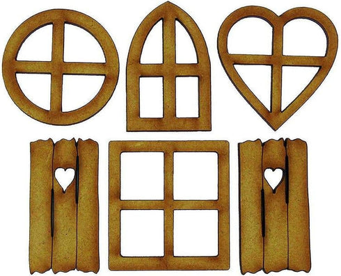 6Pcs Wooden Fairy Garden Door, Blank Door Fairy House Door and Windows Ornaments Tree Statues for Tree Trunk Yard Decoration Garden Sculptures and...