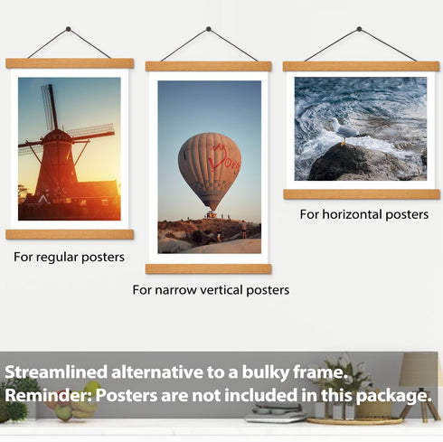 Magnetic Poster Hanger Frame for 13x19 13x17 13x16 Movie Music Posters Wall Art, 2 Pack Wood Picture Frames for Large Canvas Diamond Map Decor, Li...