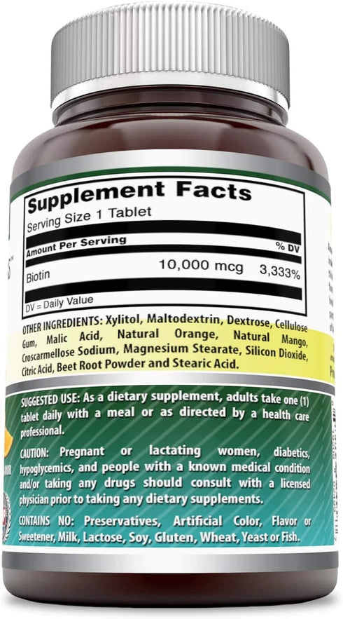 Amazing Formulas Biotin Fast Dissolving 10000MCG 60 Tablets Supplement | Citrus Flavor | Non-GMO | Gluten Free | Made in USA...