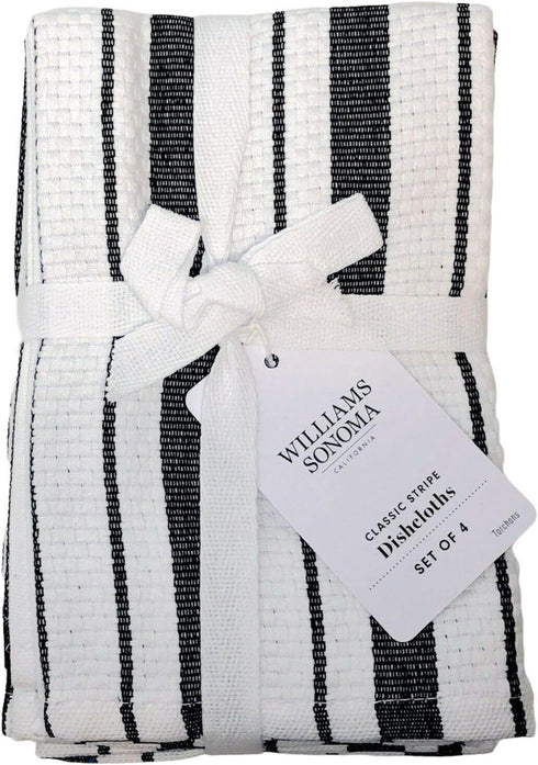 Williams-Sonoma Classic Striped Dishcloths, Dishrags, Jet Black (Set of 4)...