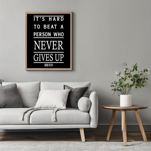 Posterizer 1 pcs-Babe Ruth-Its Hard To Beat A Person Who Never Gives Up-Sports & Hobby Art-Motivational & Inspirational Art-Gifts for sports fans-...