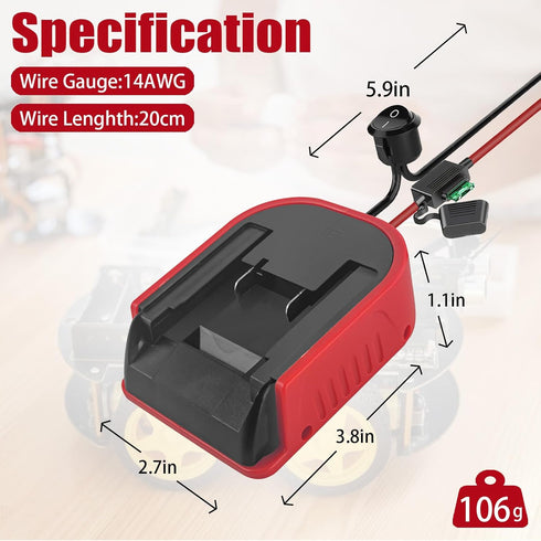 for V20 Craftsman 20V Battery Power Wheel Adapter?Power Wheels Battery Converter Kit with Fuses & Wire Terminals, 14AWG Wire, Power Connector for ...
