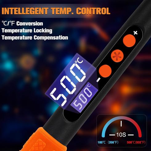 Soldering Iron Kit, 90W LED Display Adjustable Temperature Soldering Iron Automatic Sleep Mode Soldering Gun with 5PCS Tips, Solder Wire, Stand, F...