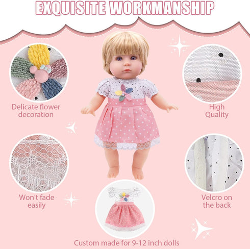Alive Doll Clothes and Accessories - Baby Doll Dresses Fit for 10 11 12 Inch Girl Dolls, 6 Sets Doll Outfits Include Doll Dresses, Pajamas, One-Pi...