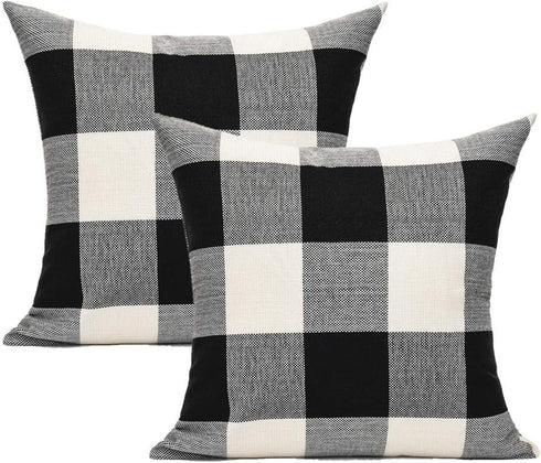 VAKADO 20x20 Farmhouse Black White Buffalo Plaids Decorative Throw Pillow Covers Retro Rustic Boho Check Cushion Cases Home Decor for Porch Couch ...